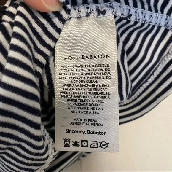 Aritzia The Group Babaton Lagarde Crew Neck T-Shirt Black and White Striped Tee - Picture 10 of 13